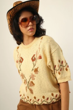 tricot flores outono vintage - comprar online