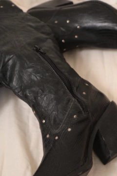 Bota couro preta vintage 37