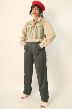 jaqueta Cropped jeans verde vintage - loja online