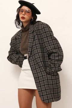Maxi blazer xadrez forrado vintage COLOMBO - Capichó Brechó