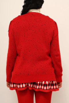 Pulover vermelho estampa preta manga princesa - comprar online