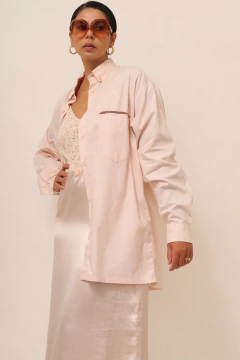 Camisa rosa via veneto manga longa - loja online