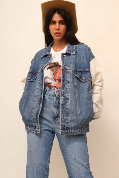 Jaqueta jeans bicolor NICOBOBO - loja online