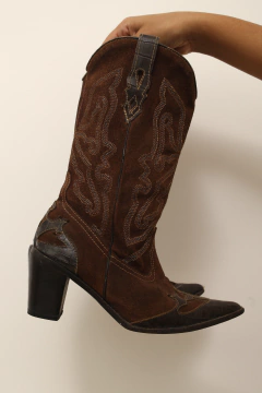 Bota western clássica marrom bordada 34 - comprar online