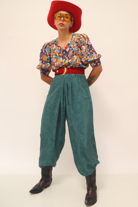 Cropped floral vintage manga bufante