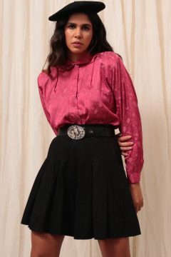 Camisa rosa acetinada ombreira vintage - comprar online