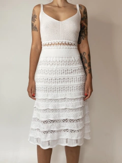 Imagem do Vestido tricot BASIC branco recorte vazado