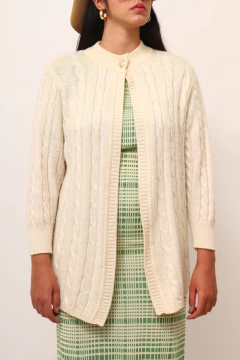 Cardigan off white textura vintage