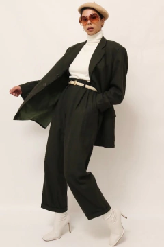 Conjunto Blazer + Calça xadrez verde vintage - Capichó Brechó