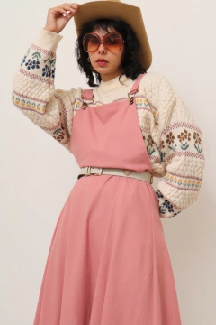 vestido jardineira rosa vintage na internet
