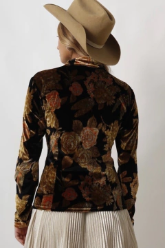camisa veludo vintage estampa - Capichó Brechó