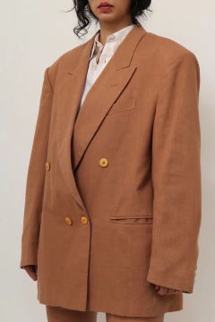 Blazer 100% linho marrom over vintage - loja online
