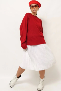 tricot vermelho manga longa vintage