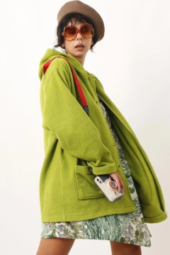 Blusa Plush verde abacate capuz na internet