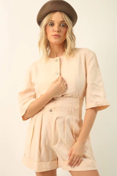 Conjunto estilo linho cropped + shorts - loja online