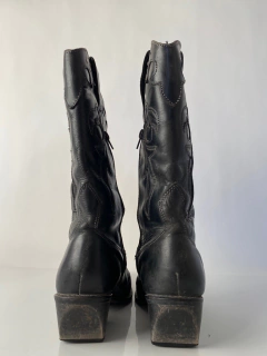 Bota couro western preta vintage 34 - loja online