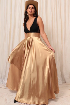 Saia dourada longa Versailhes vintage - loja online