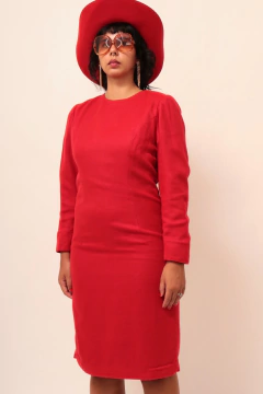 Vestido alfaiataria vermelho forrado - loja online