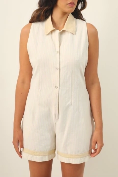 macacão amarelo leve listras ajuste costas - comprar online