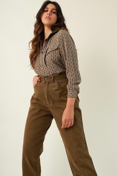 camisa linho estampa bolsos safari - comprar online