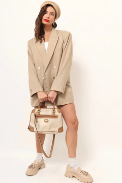 bolsa listras caramelo com off alça removível - comprar online