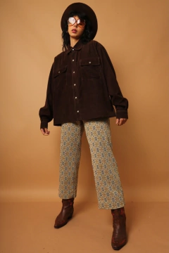 camisa veludo cotele marrom western