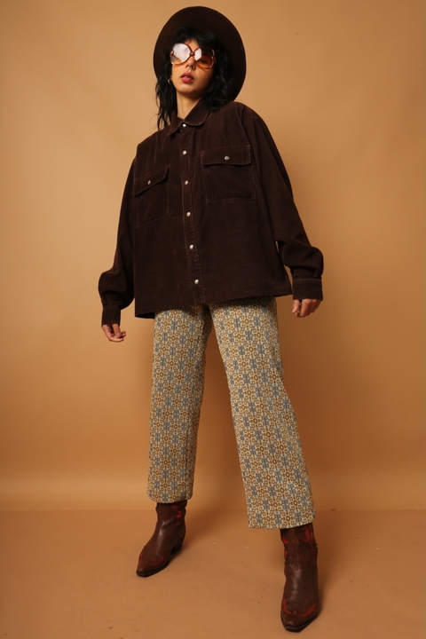 camisa veludo cotele marrom western