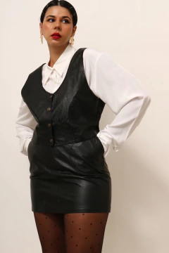 Colete frente couro vintage 80´s