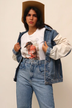 Jaqueta jeans bicolor NICOBOBO - loja online