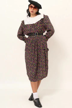 Vestido flores liberty com gola algodão garimpado Barcelona - comprar online