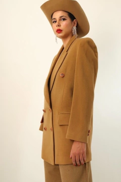 Blazer forrado lã bege vintage