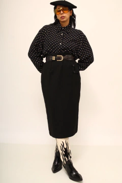 Saia cintura alta midi fenda - Capichó Brechó