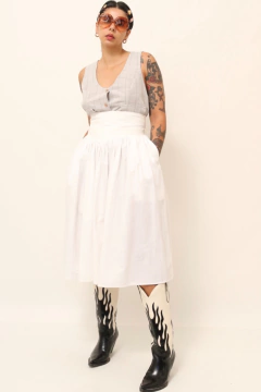 saia estruturada branca vintage cintura alta - loja online