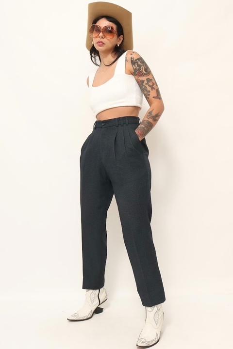 calça alfaiataria cintura alta vintage