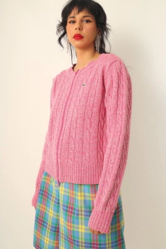 Pulover LACOSTE vintage rosa ziper na internet