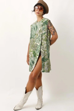 vestido fenda verde brilho vintage - Capichó Brechó