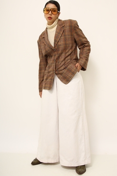 Blazer marrom xadrez italiano forro marrom - Capichó Brechó