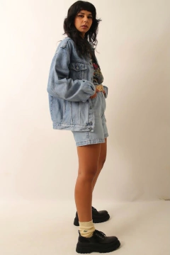 Jaqueta jeans bordado Hang Loose - Capichó Brechó