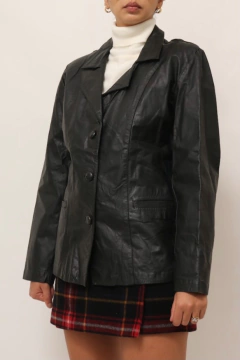 Blazer couro forrado preto vintage - comprar online