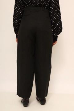 Calça 100% linho preta vintage - comprar online