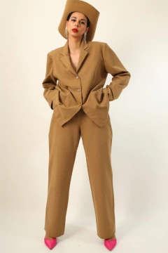 Imagem do Conjunto bege blazer + calca cintura mega