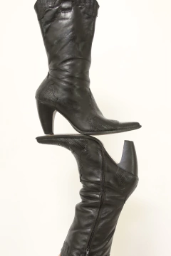 Bota preta 100% couro western classcia 38 - loja online