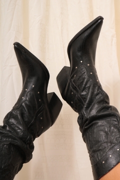 Bota couro preta vintage 37 - comprar online