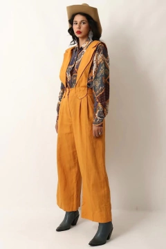 macacao estilo linho amarelo vintage - comprar online