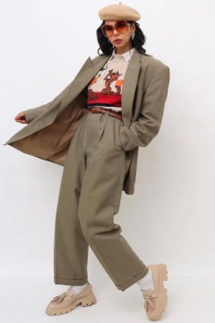 conjunto YSL verde oliva calça + blazer - Capichó Brechó