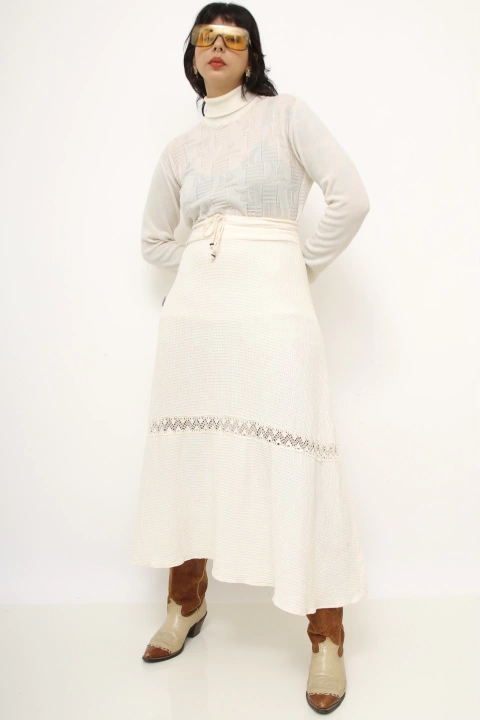Saia midi vintage algodão