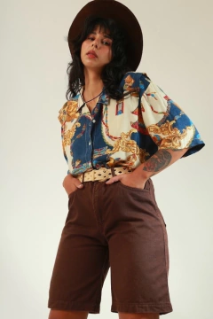 Blusa algodão estampa cavalo punho - loja online