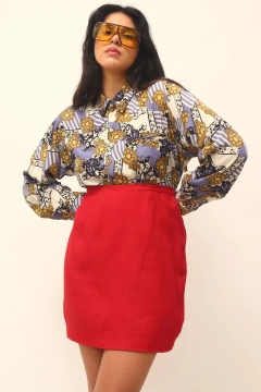 Camisa ombreira estampa marrom vintage - comprar online