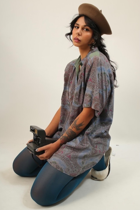 Camisa vestido ombreira ampla - comprar online