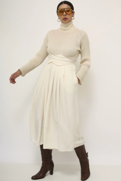 Bermuda plissada creme CEA vintage - loja online